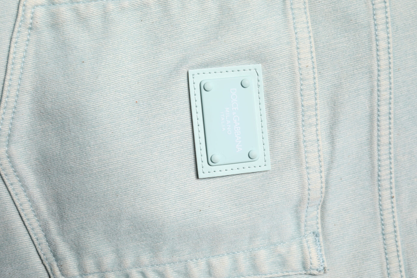 Dolce & Gabbana Light Blue Logo Plaque Skinny Men Denim Jeans