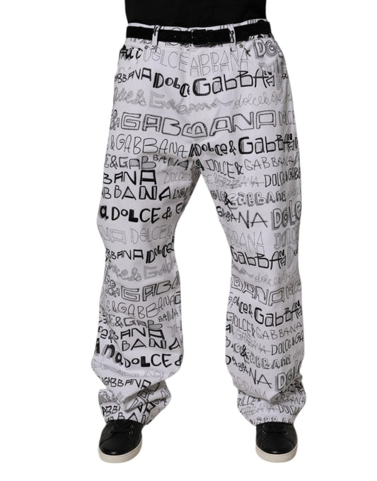 Dolce & Gabbana White Logo Print Straight Men Denim Jeans