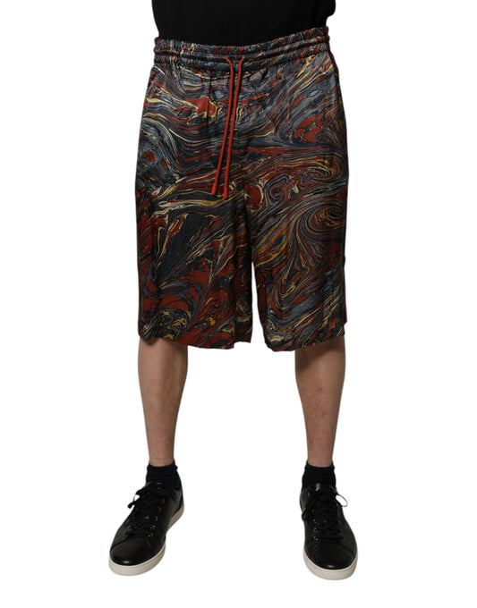 Dolce & Gabbana Multicolor Marble Print Trouser Bermuda Shorts