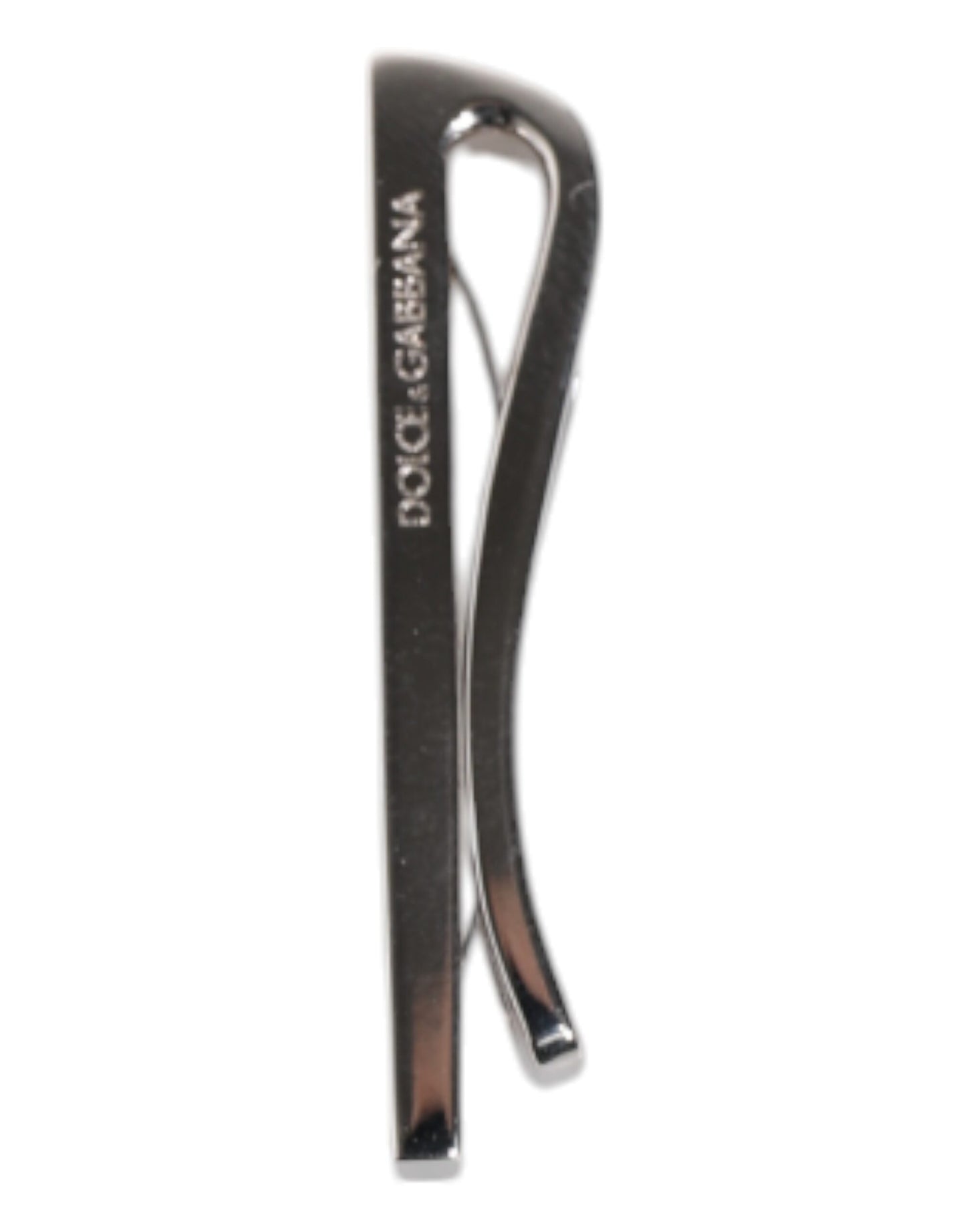 Dolce & Gabbana Silver Tone Brass Logo Branded Tie Clip Bar