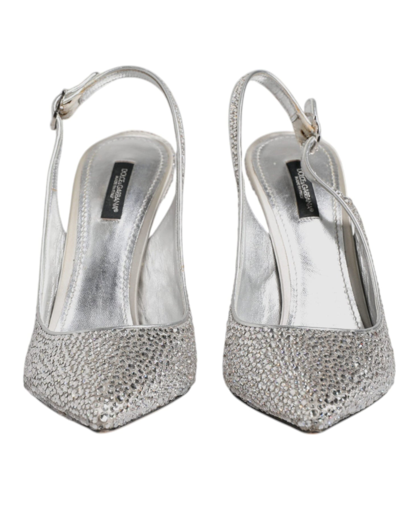 Dolce & Gabbana Silver Crystal Embellish Stiletto Heels Shoes