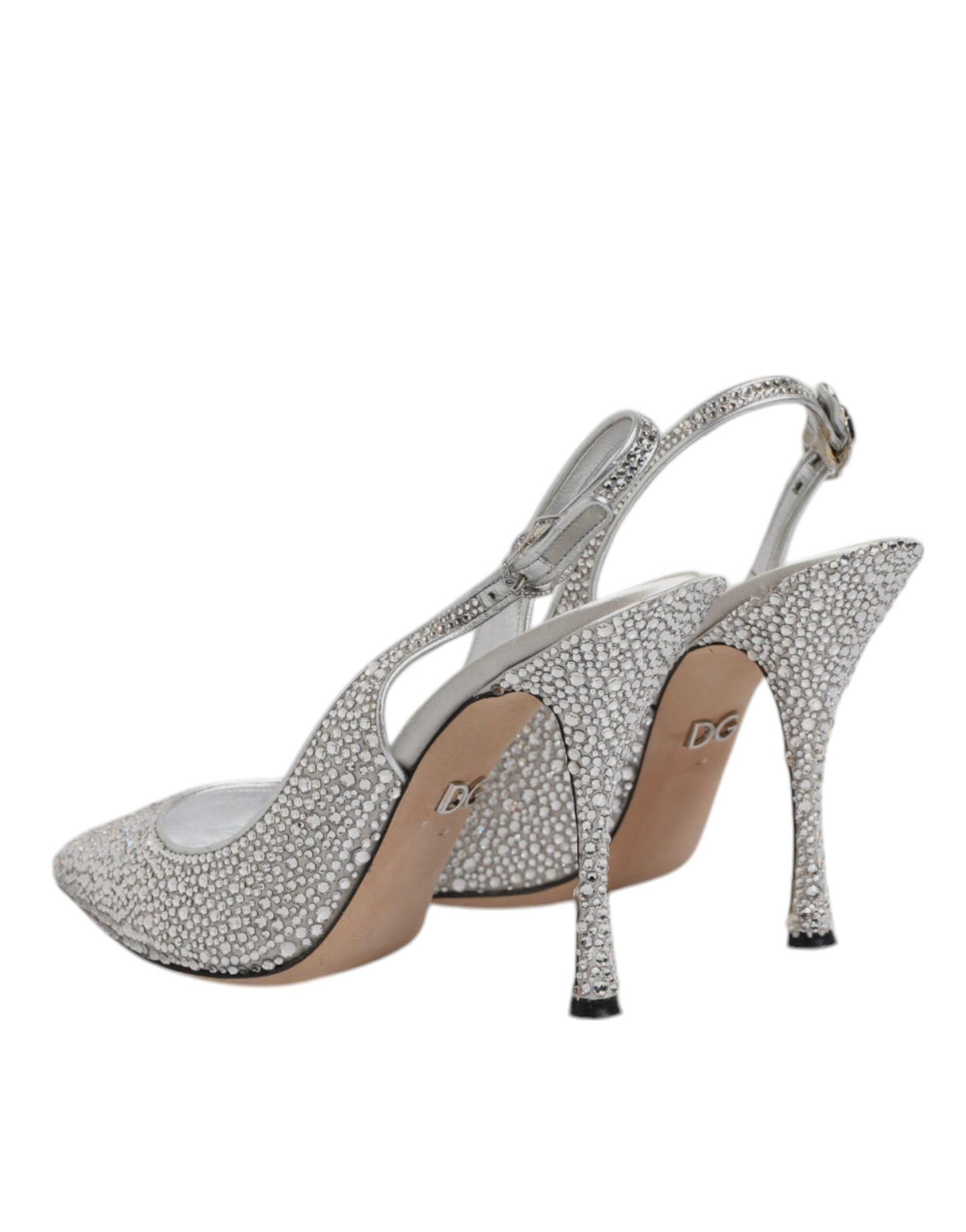 Dolce & Gabbana Silver Crystal Embellish Stiletto Heels Shoes