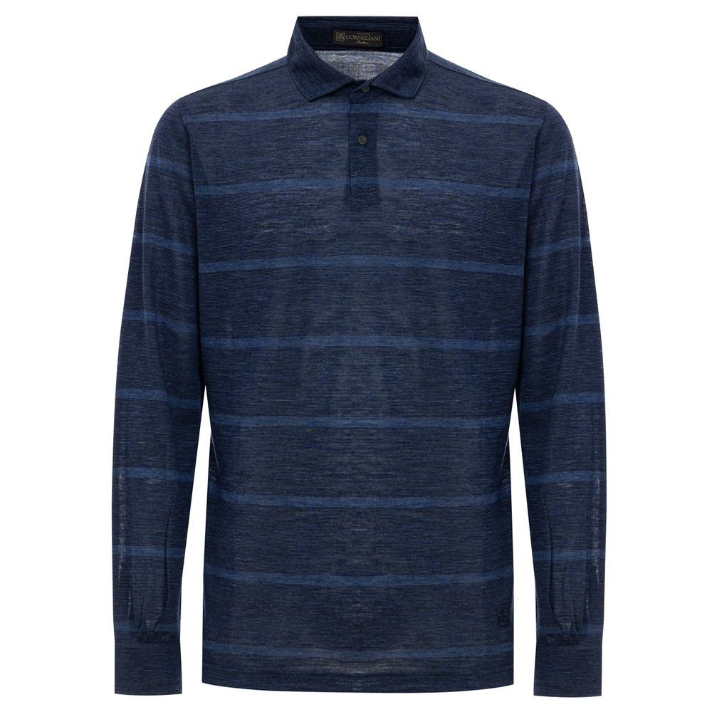 Corneliani Blue Wool Polo Shirt