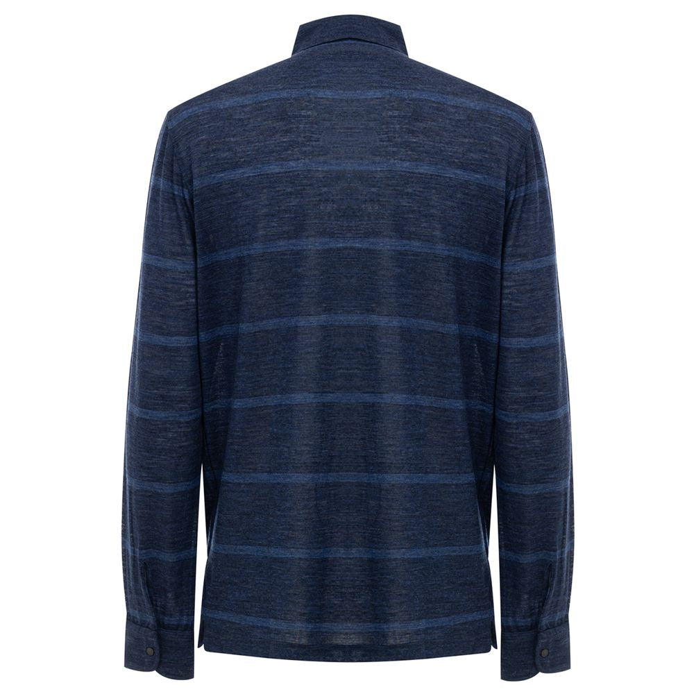 Corneliani Blue Wool Polo Shirt