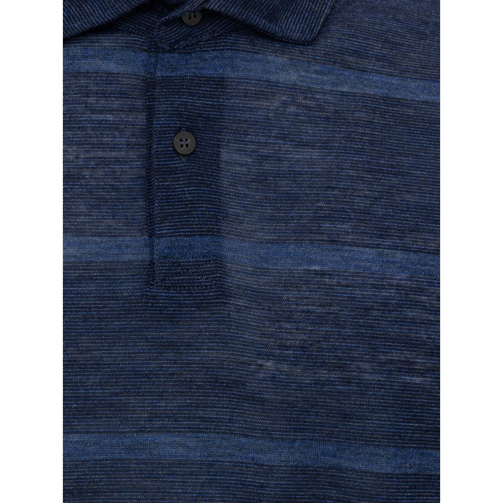 Corneliani Blue Wool Polo Shirt