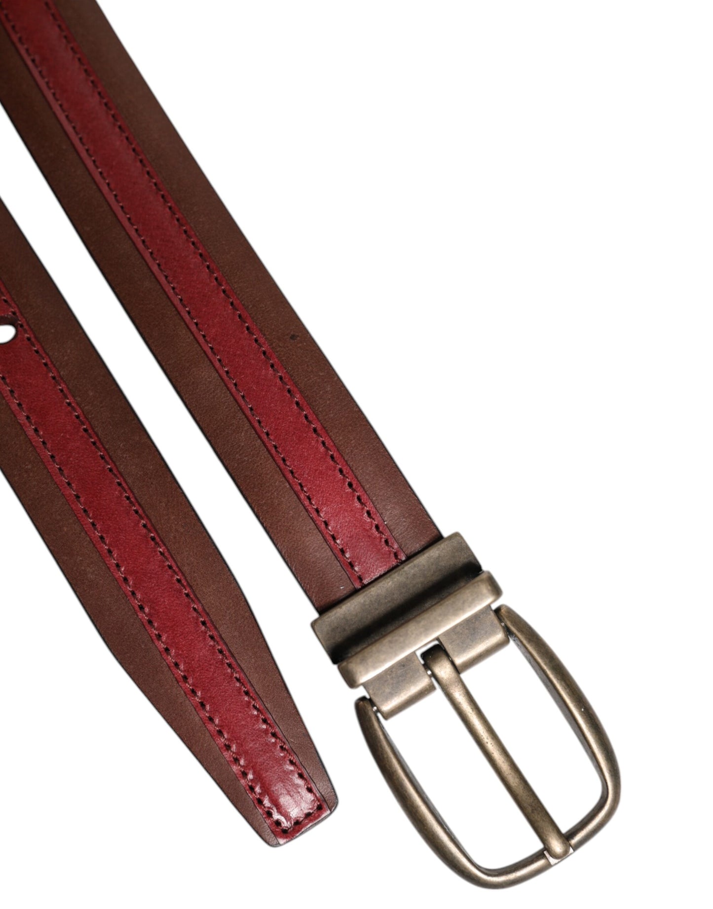 Dolce & Gabbana Burgundy Leather Metal Logo Buckle Belt