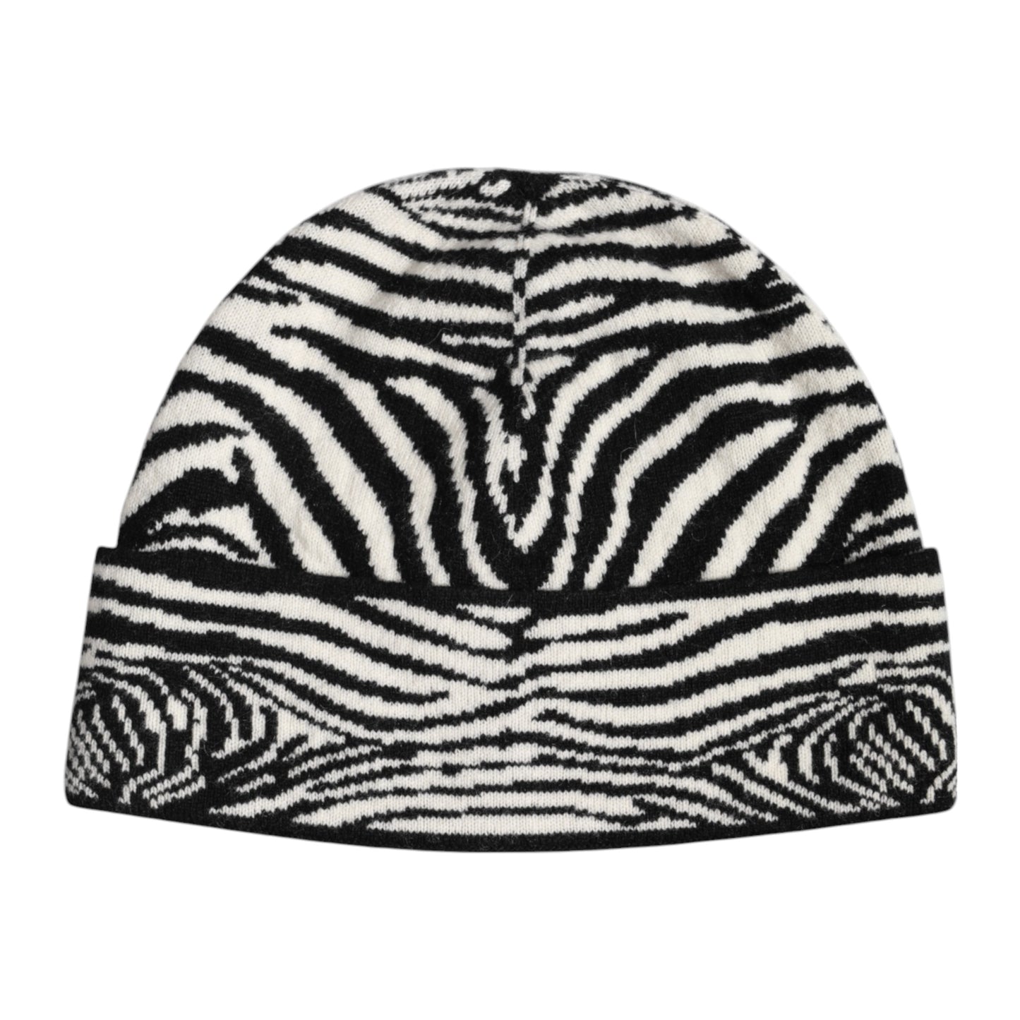 Dolce & Gabbana Black White Zebra Knitted Winter Beanie Hat