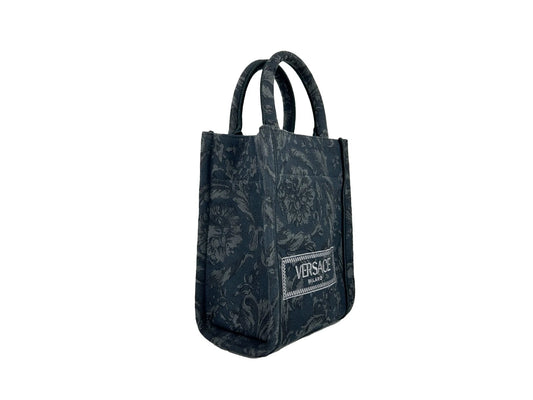 Versace Athena Barocco Mini Top Handle Tote Crossbody Bag Black