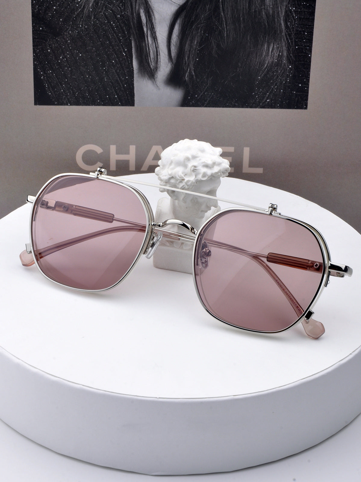 Gafas de sol abatibles con protección solar, gafas de sol polarizadas de media montura para mujer