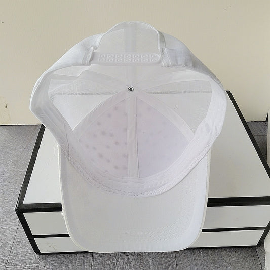 Gorra de béisbol con perlas y diamantes de imitación para mujer y niña, ajustable, color blanco y rosa, a la moda, de alta calidad