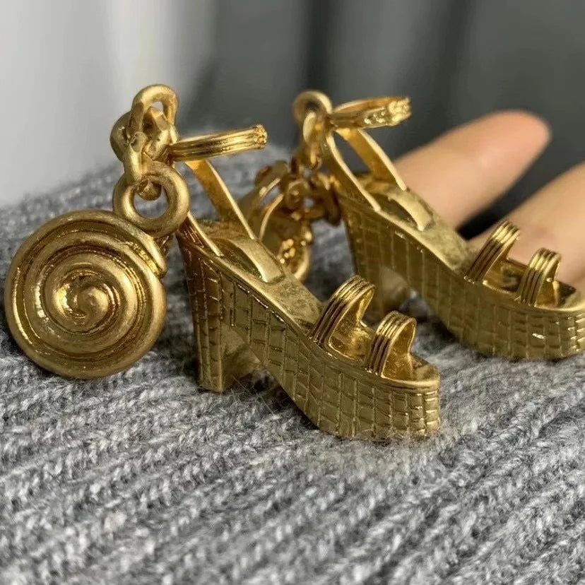 3D high-heeled shoe shaped earrings