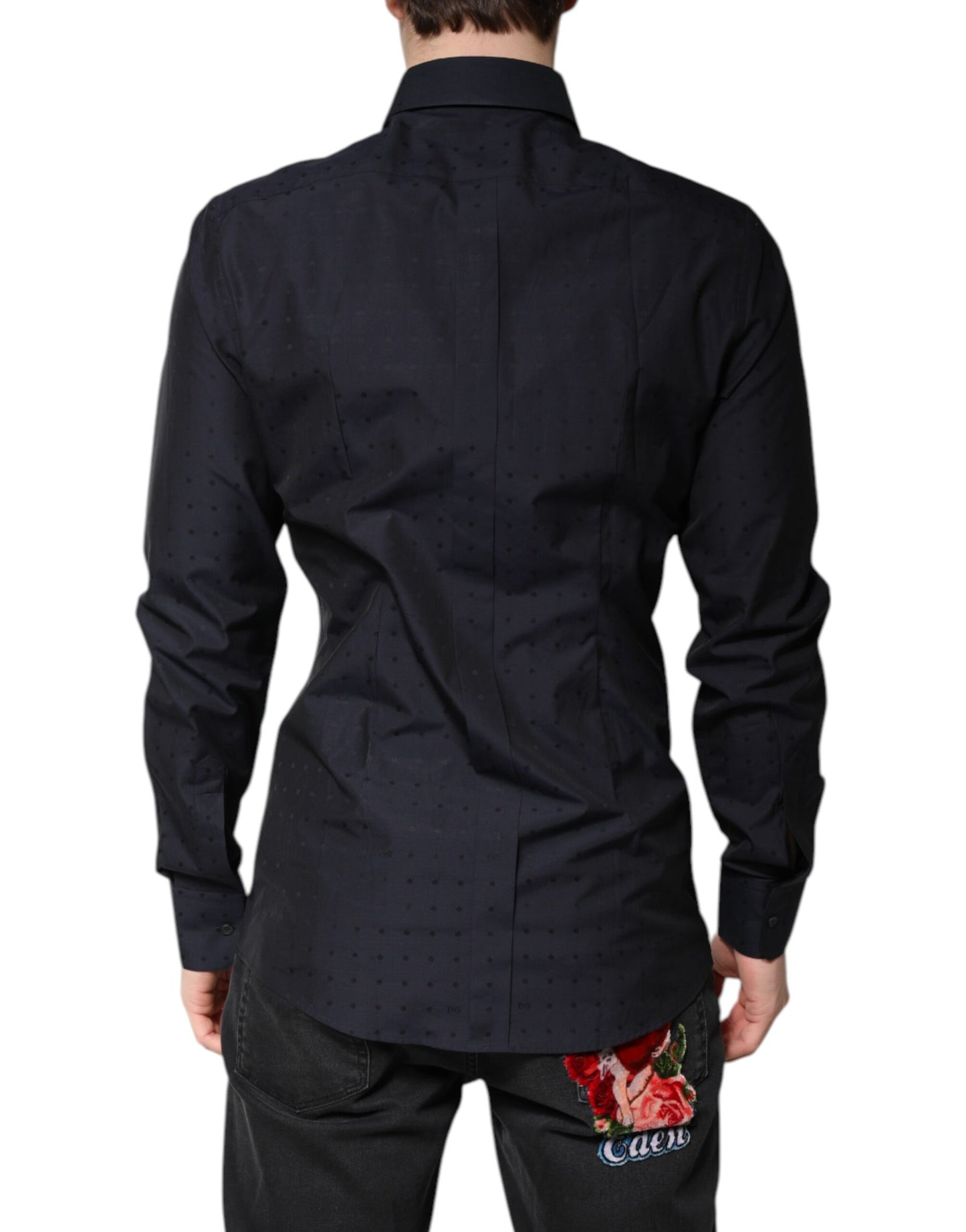 Dolce & Gabbana Black Cotton GOLD Men Dress Formal Shirt