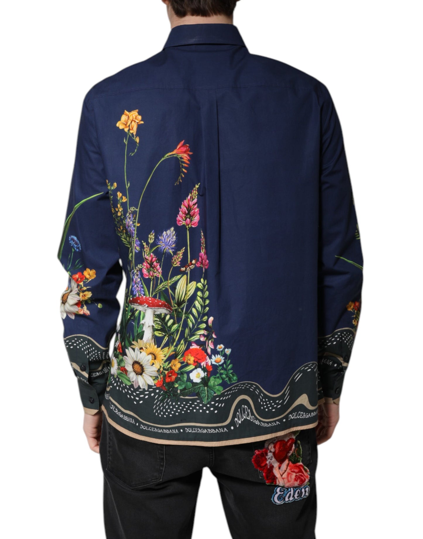 Dolce & Gabbana Blue Rabbit Print Long Sleeve Shirt