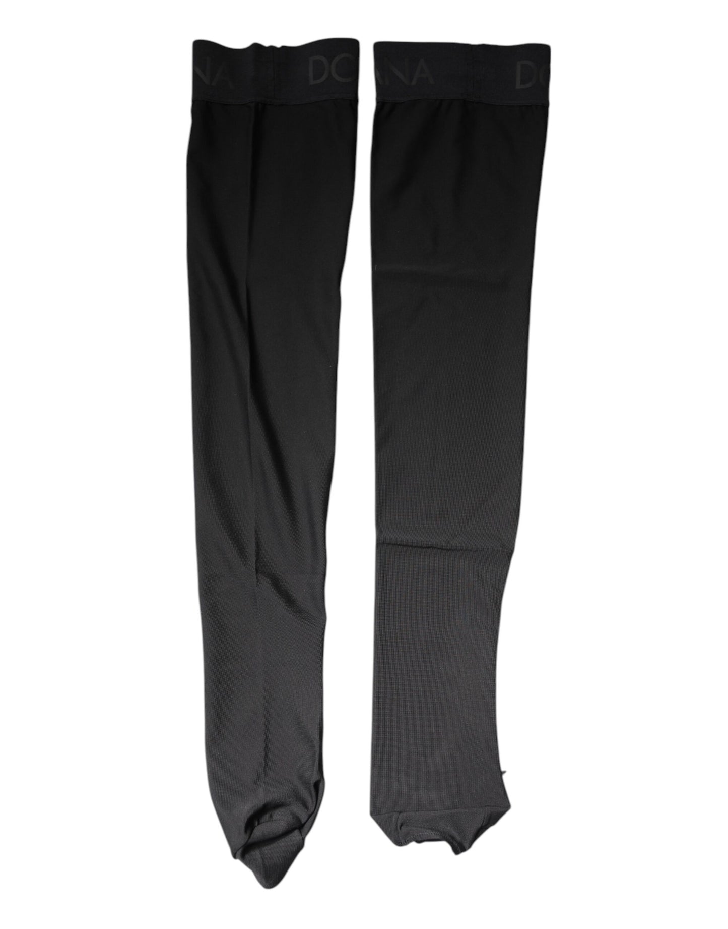 Dolce & Gabbana Black Viscose Stretch Over Calf Stockings Socks