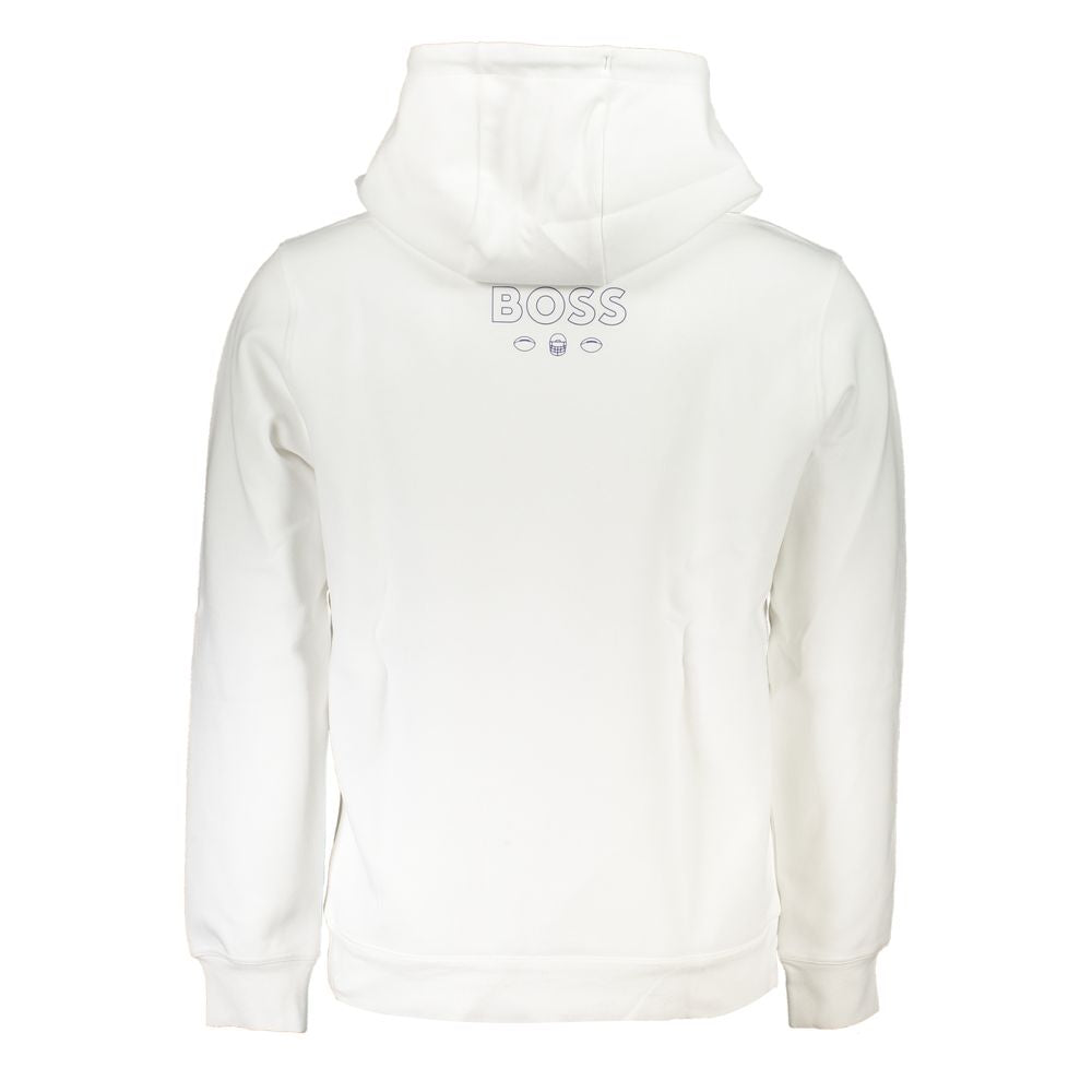 Hugo Boss White Cotton Men Sweater with Hood