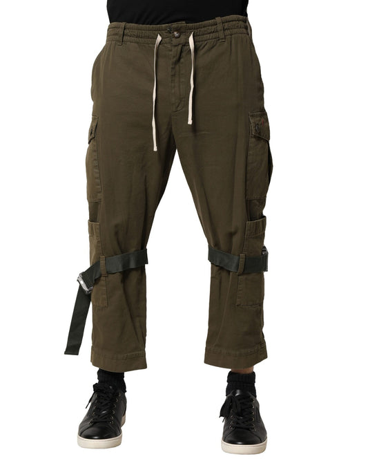 Dolce & Gabbana Brown Cotton Cargo Drawstring Pants