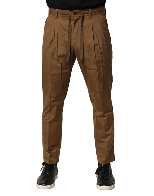 Dolce & Gabbana Brown Cotton Chino Mid Waist Men Pants