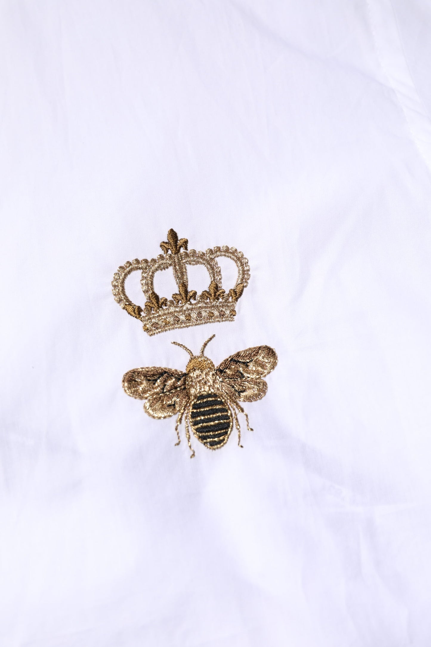 Dolce & Gabbana White GOLD Crown Bee Men Dress Formal Shirt