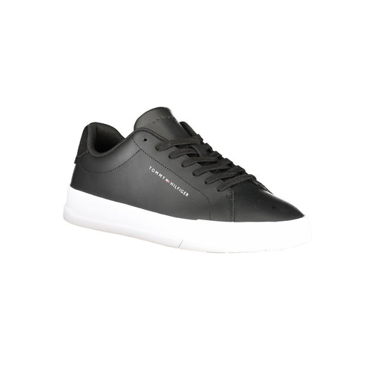 Tommy Hilfiger Black Leather Men Sneaker