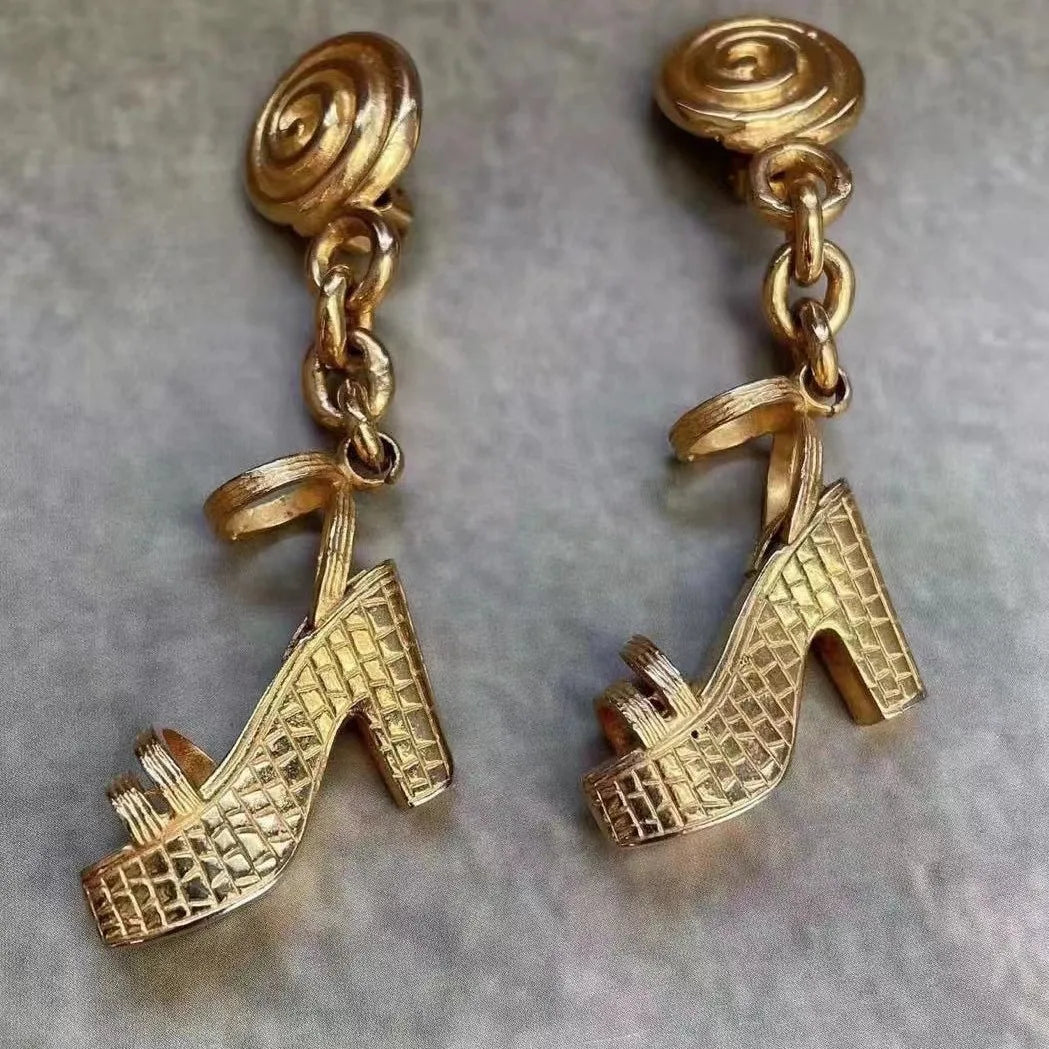 3D high-heeled shoe shaped earrings