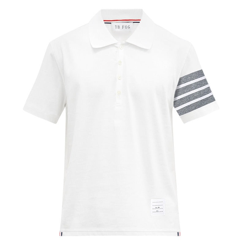 Polo de algodón a rayas, moderna camiseta informal para hombre, con solapa y manga corta.