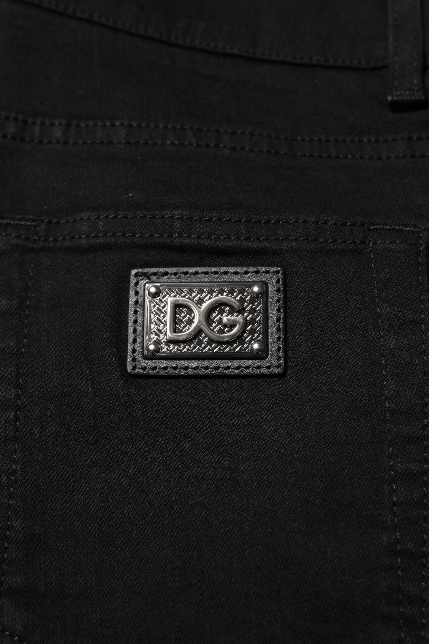 Dolce & Gabbana Dark Blue Cotton Logo Plaque GOLD Denim Jeans