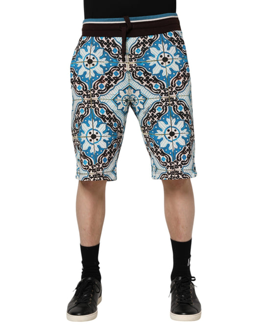 Dolce & Gabbana Multicolor Cotton Maiolica Print Bermuda Shorts