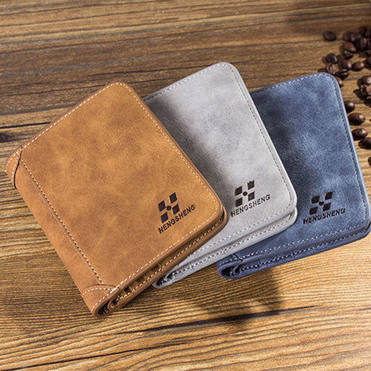 Cartera de lujo para hombre, de cuero suave y de negocios, plegable, tarjetero