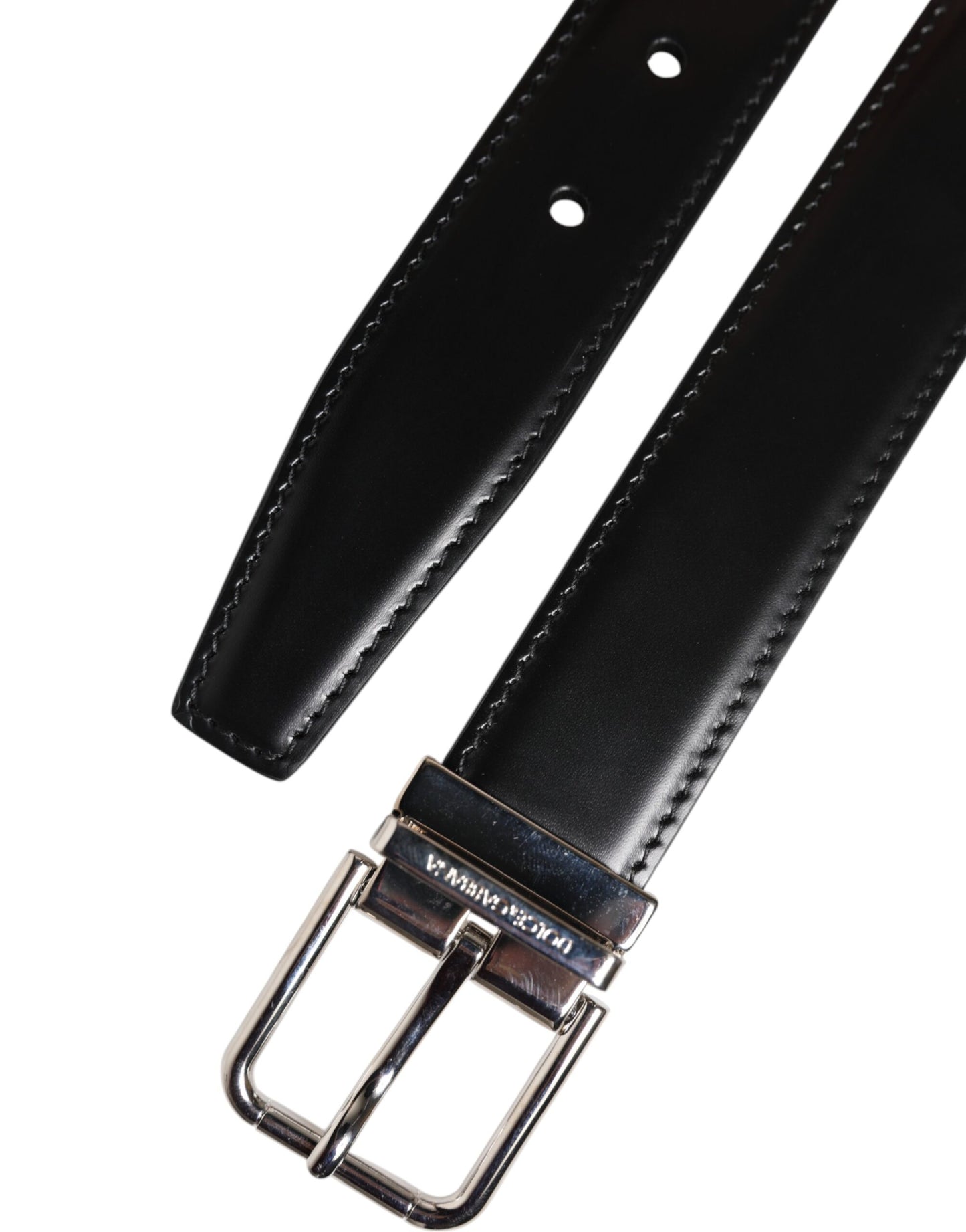 Dolce & Gabbana Black Classic Leather Metal Buckle Belt