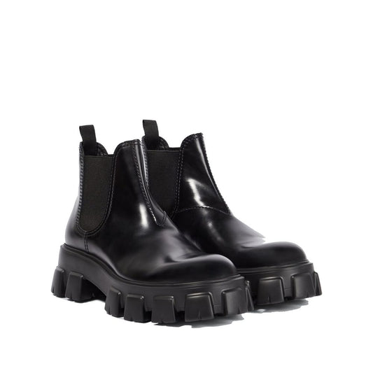 Prada Monolith Leather Ankle Boots
