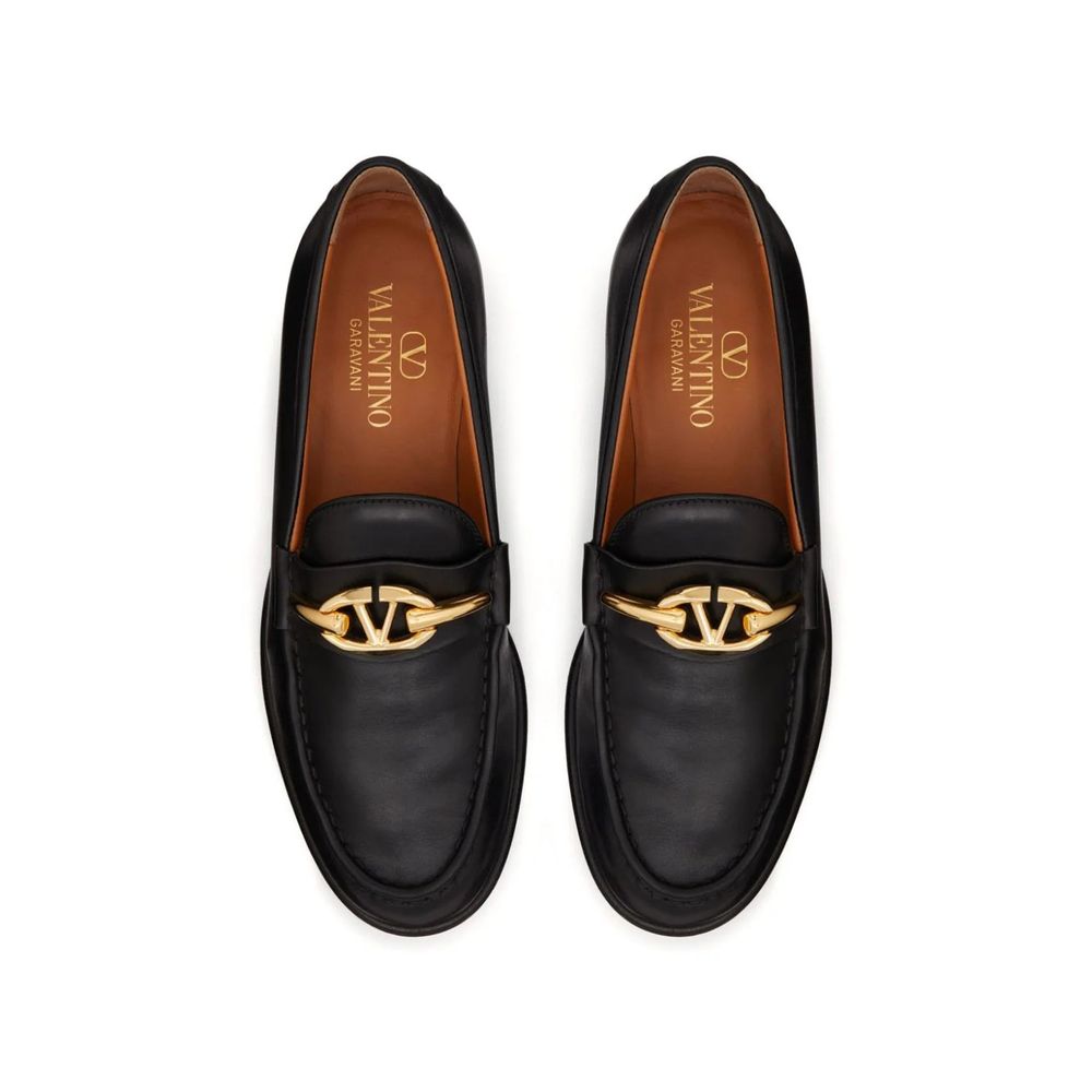 Valentino Garavani V-Logo Moon Leather Loafers