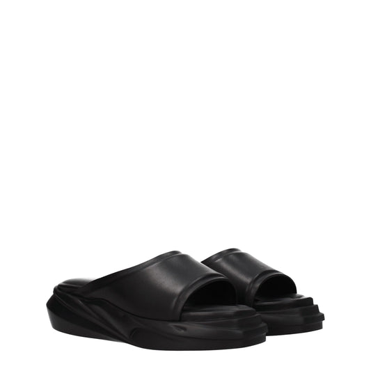 Alyx Black Leather Slippers Sandals
