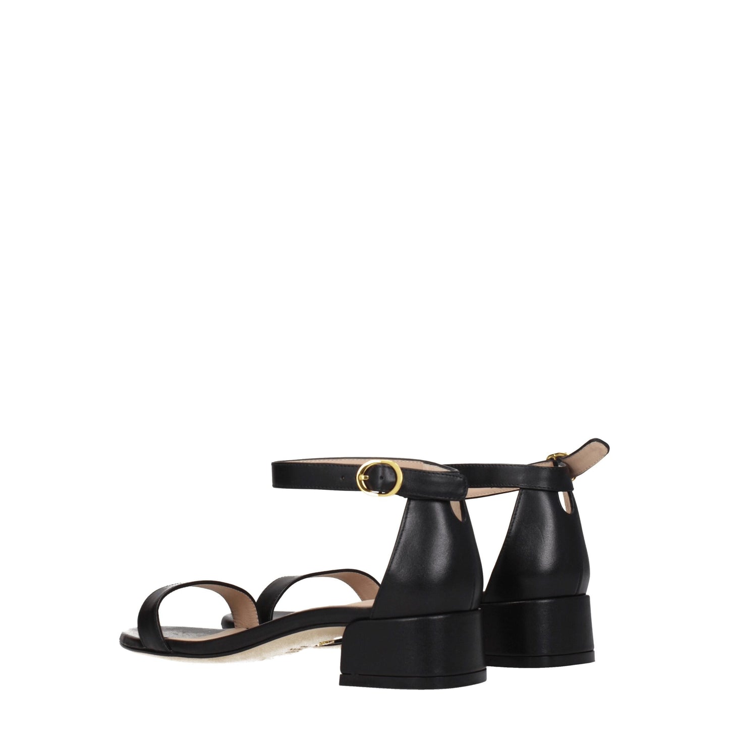 Stuart Weitzman Black Leather Flat Sandals