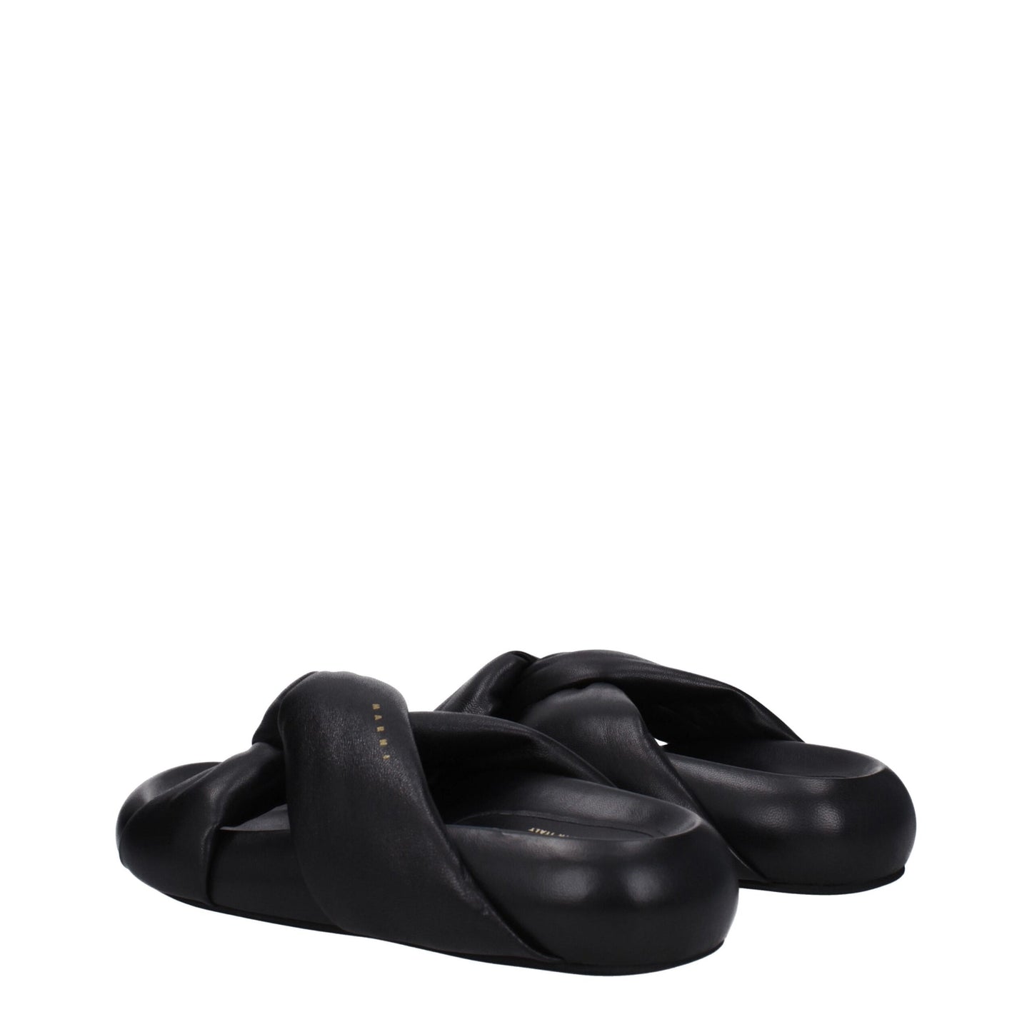 Marni Black Leather Slippers Sandals