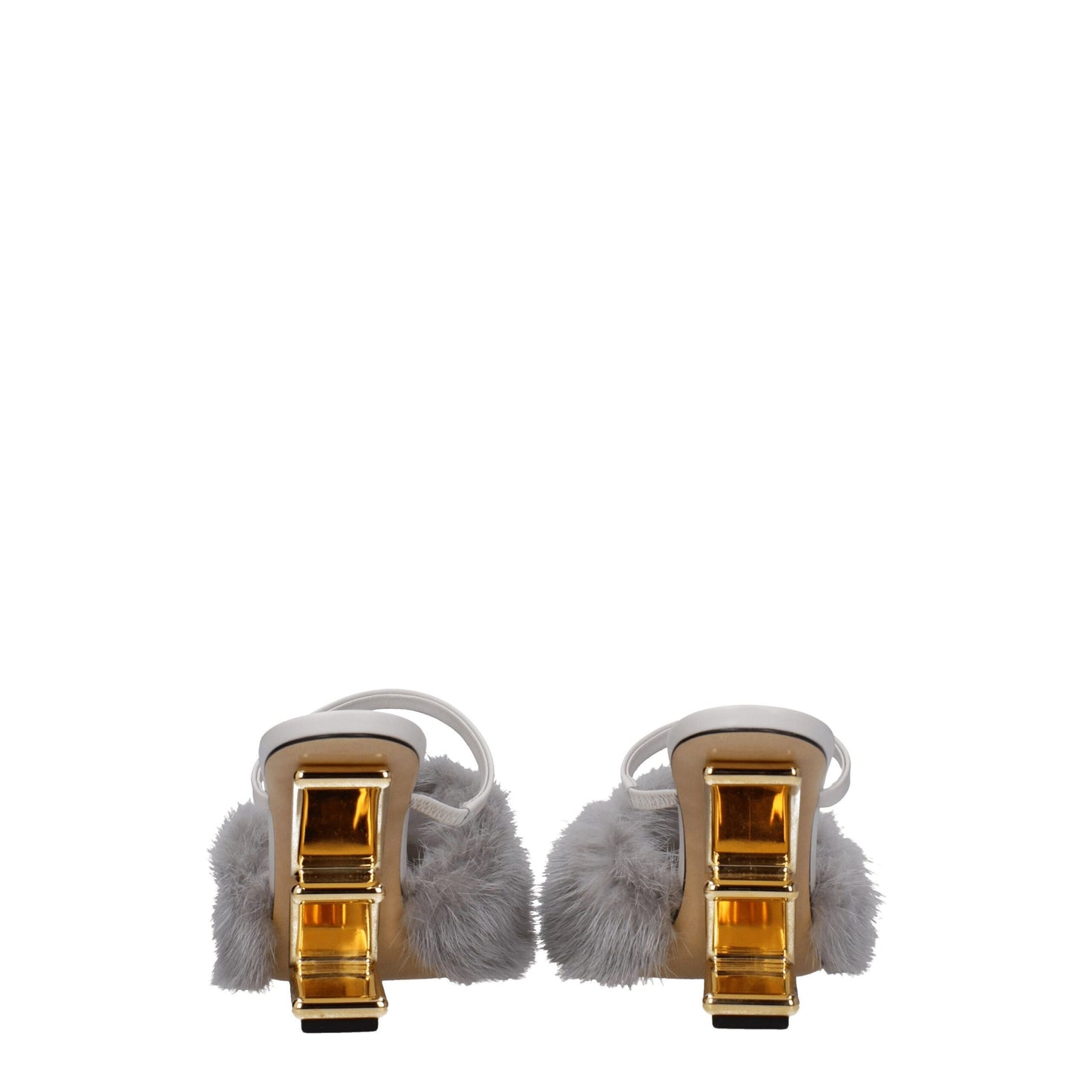 Fendi Gray Mink Slippers Sandals