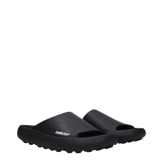 Ambush Black Cotton Slippers Sandals