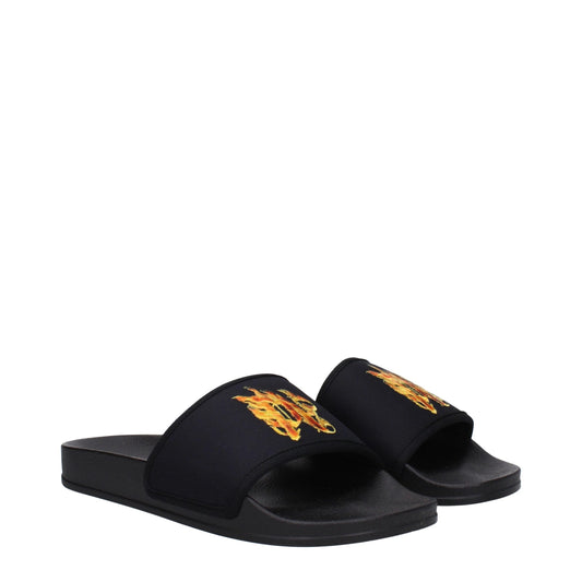 Palm Angels Black Fabric Slippers Sandals
