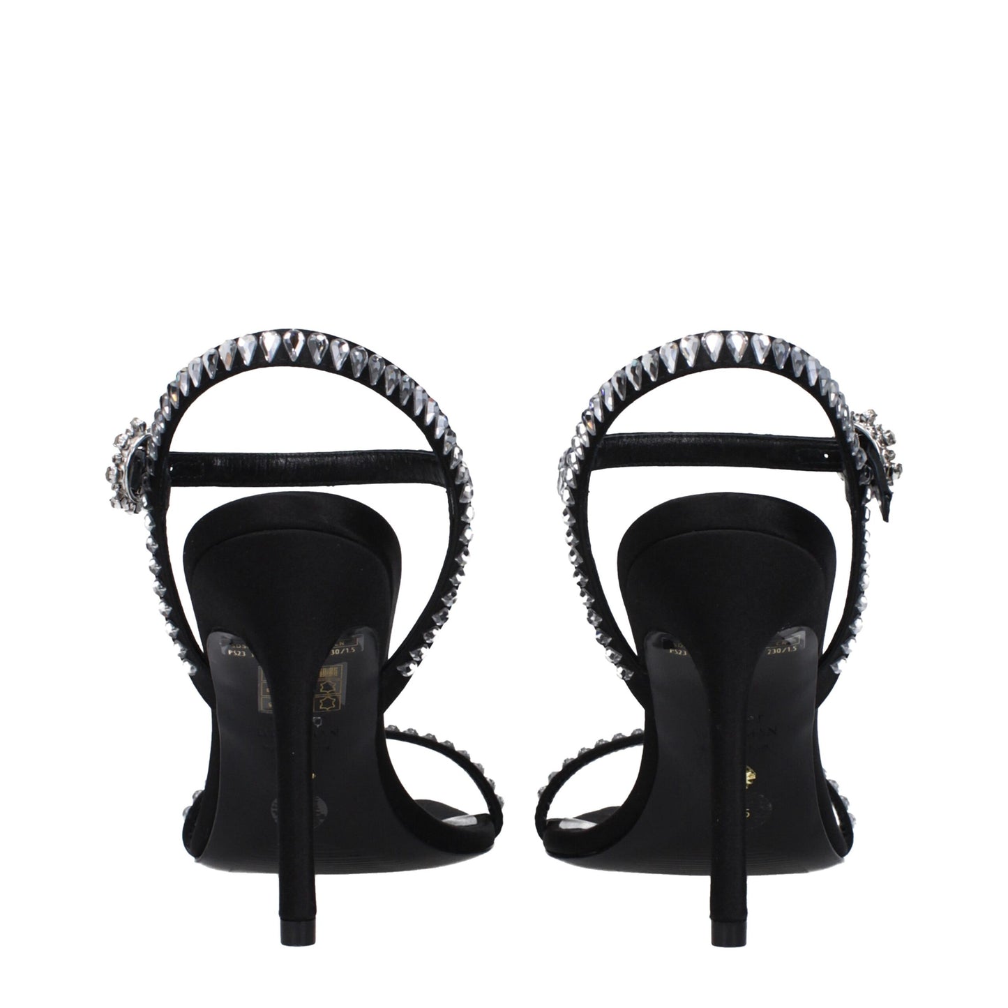 Stuart Weitzman Black Satin Stiletto Heels Sandals