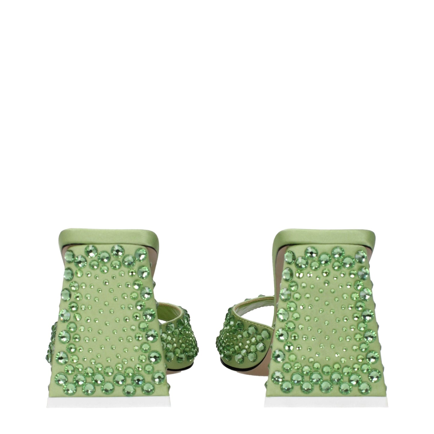 The Attico Green Satin Stiletto Heels Sandals