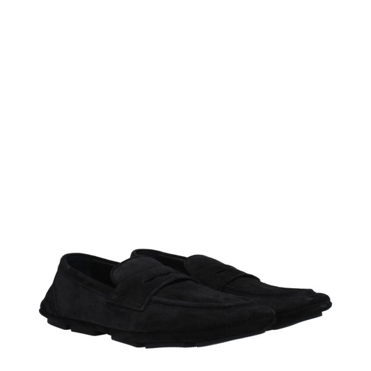 Dolce & Gabbana Black Leather Slip-On Loafers