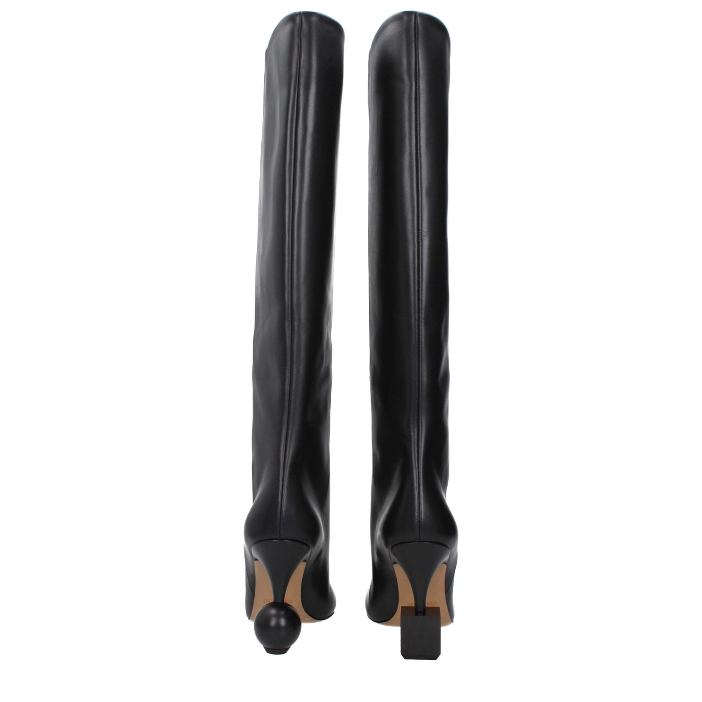 Jacquemus Black Leather High Heel Boots