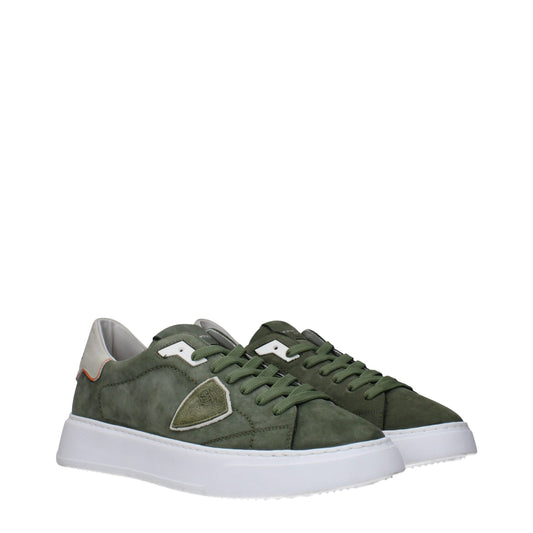 Philippe Model Green Leather Low Tops