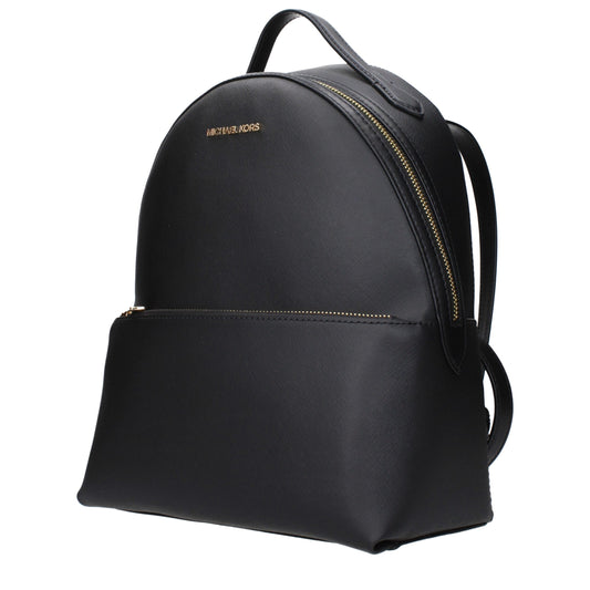 Michael Kors Black Leather Backpacks
