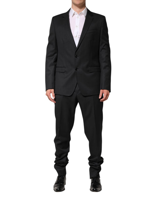 Dolce & Gabbana Dark Gray Wool Single Breasted 2 Piece Suit