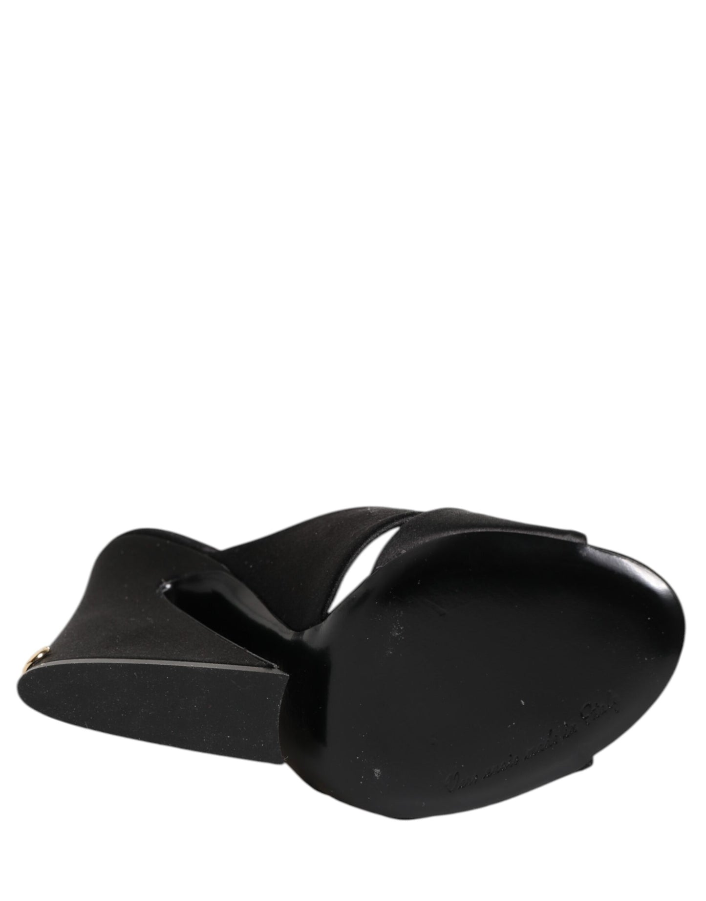 Dolce & Gabbana Black Logo KEIRA Satin Slides Sandals Shoes