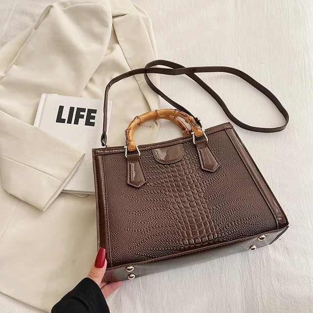 Bolso de hombro de piel de cocodrilo de lujo, bolso de diseñador para mujer