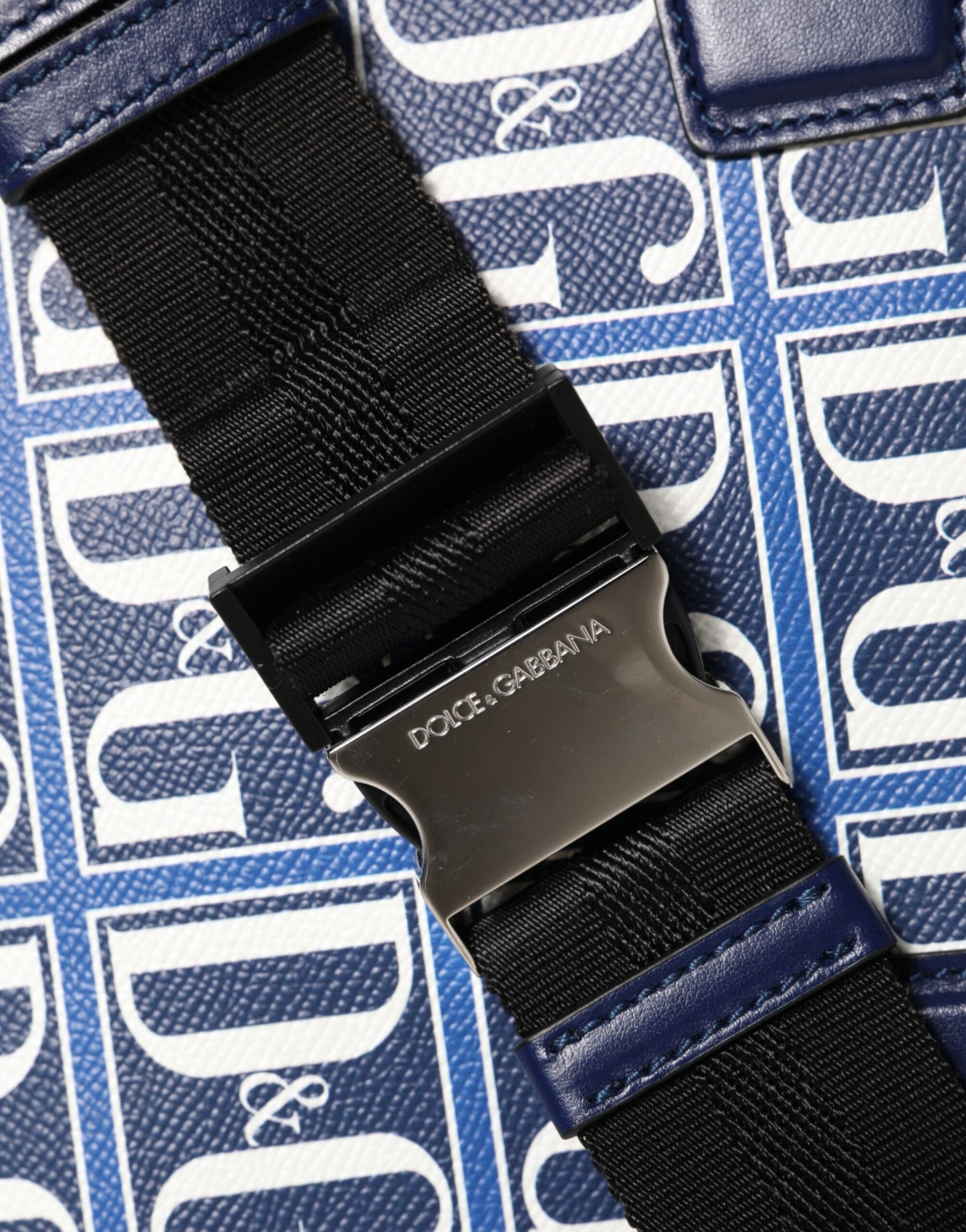 Dolce & Gabbana Blue White Leather D&G Logo Plaque Crossbody Borse Bag