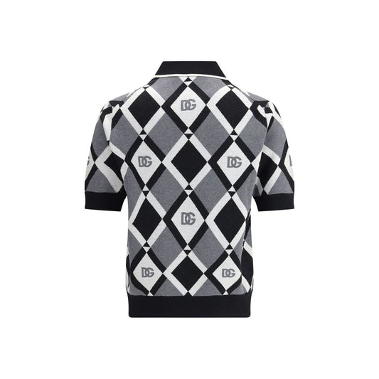 Dolce & Gabbana Diamond knit Polo Sweater