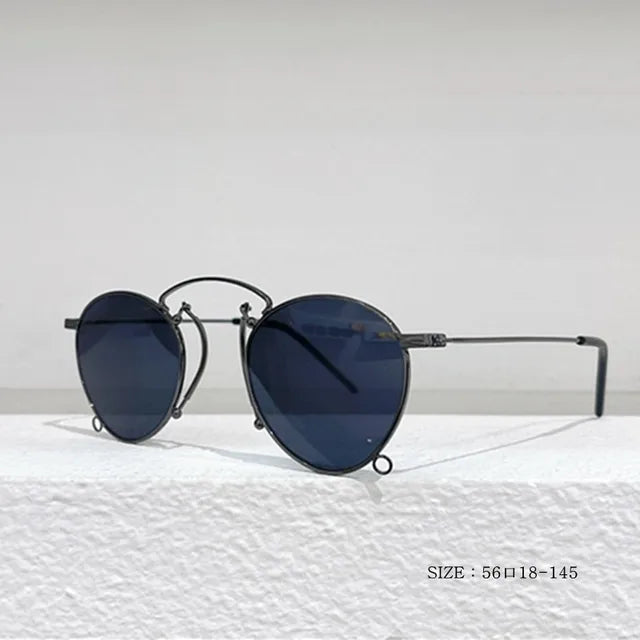 Gafas de sol redondas de metal de diseño, estilo retro para mujer, gafas clásicas de tendencia, de lujo, para conducir