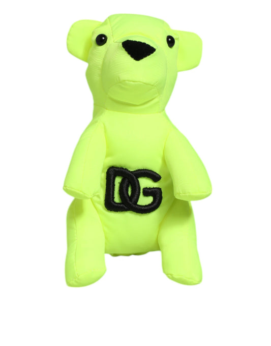 Dolce & Gabbana Neon Green Bear Embroidered Logo Men Keychain Clasp Keyring